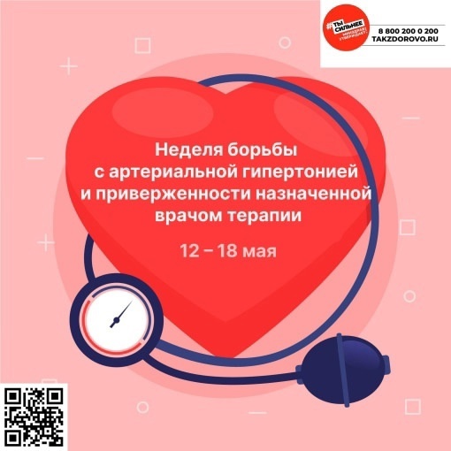 Минздрав информирует!Неделя борьбы с артериальной гипертонией  и приверженности назначенной врачом терапии (в честь Всемирного дня борьбы с артериальной гипертонией 17 мая).